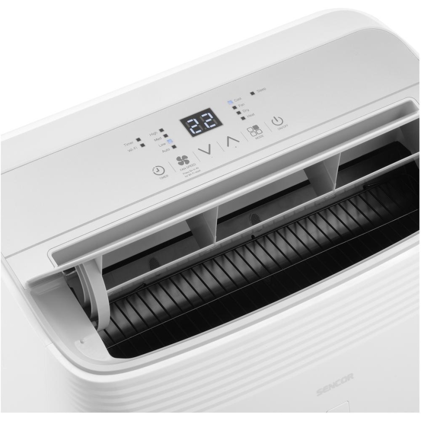 Sencor - Älykäs siirrettävä ilmastointilaite 5-in-1 sisältäen täydellisen lisävarustepaketin 733W/230V 9000 BTU Wi-Fi valkoinen + kaukosäädin