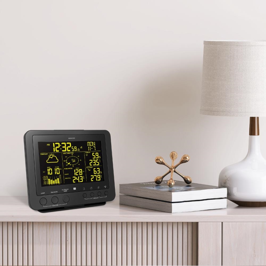 Sencor - Ammattimainen sääasema värikkäällä LCD-näytöllä 5V/1xCR2032 + 3xAA