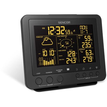 Sencor - Ammattimainen sääasema värikkäällä LCD-näytöllä 5V/1xCR2032 + 3xAA