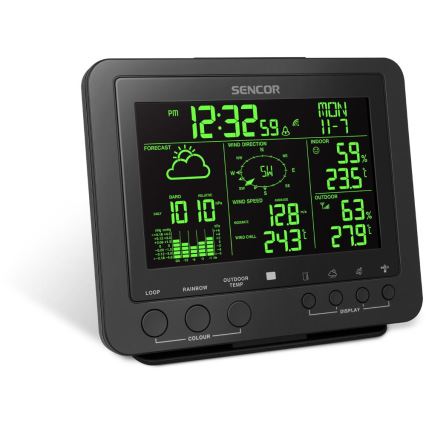 Sencor - Ammattimainen sääasema värikkäällä LCD-näytöllä 5V/1xCR2032 + 3xAA