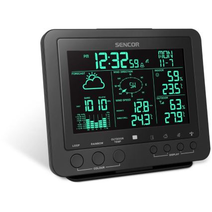 Sencor - Ammattimainen sääasema värikkäällä LCD-näytöllä 5V/1xCR2032 + 3xAA