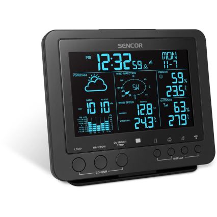 Sencor - Ammattimainen sääasema värikkäällä LCD-näytöllä 5V/1xCR2032 + 3xAA