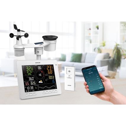 Sencor - Ammattimainen sääasema värillisellä LCD-näytöllä 5V 1xCR2032 + 3xAA + 2xAA Wi-Fi Tuya