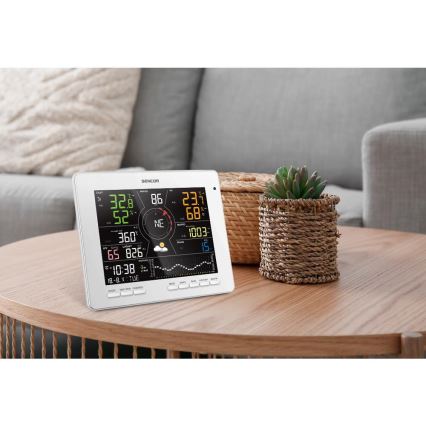 Sencor - Ammattimainen sääasema värillisellä LCD-näytöllä 5V 1xCR2032 + 3xAA + 2xAA Wi-Fi Tuya