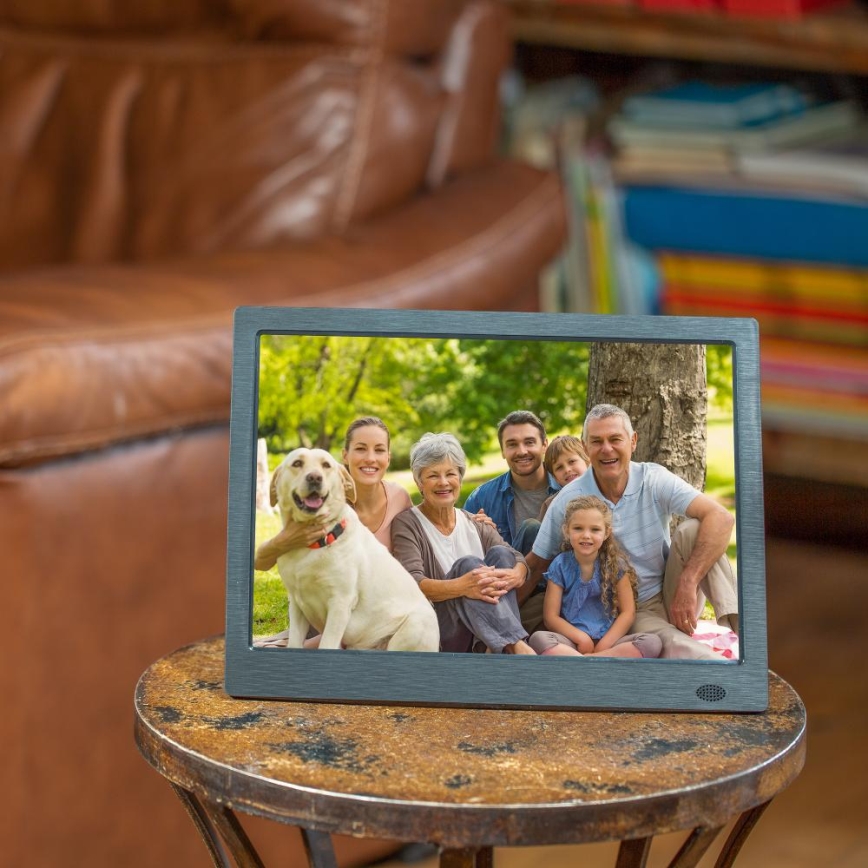 Sencor - Digitaalinen valokuvakehys 13,3 kaiuttimella 230V antrasiitti + kauko-ohjain