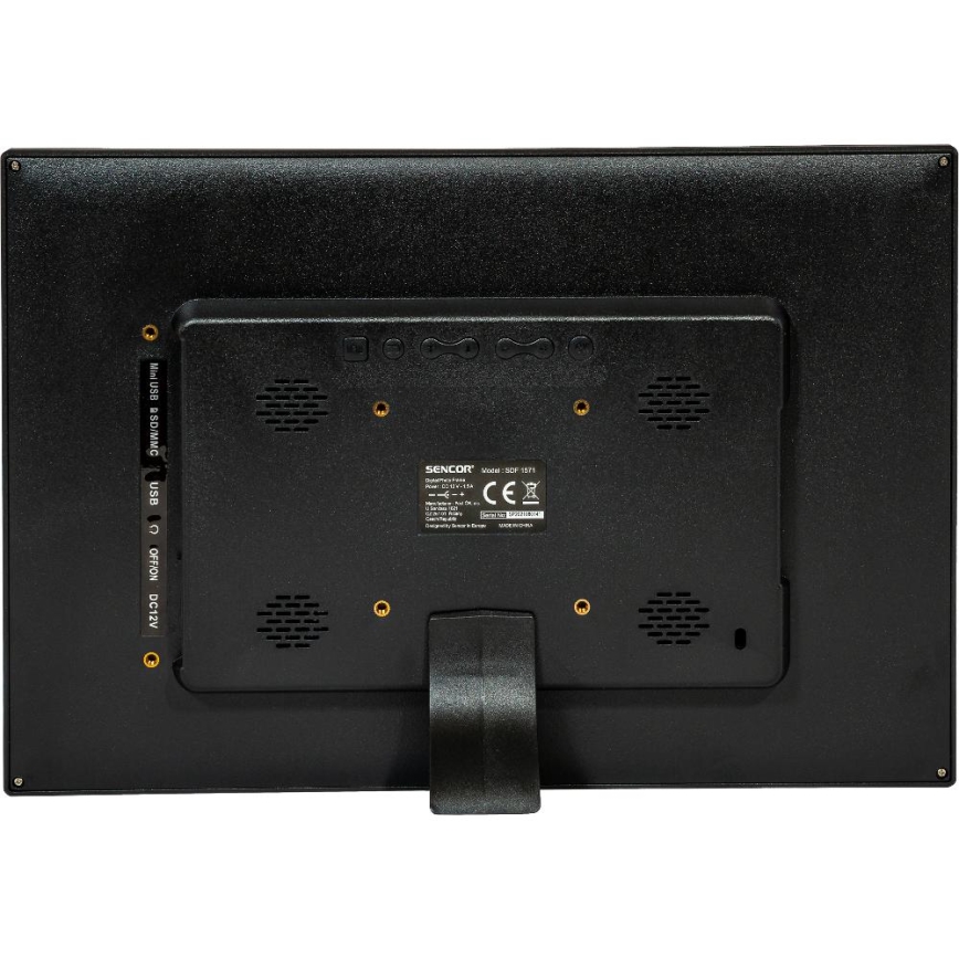 Sencor - Digitaalinen valokuvakehys 15,4 kaiuttimella 230V musta + kaukosäädin