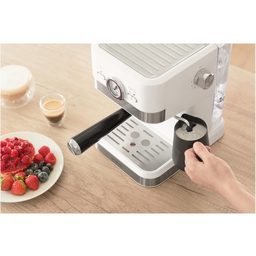 Sencor - Kahvinkeitin espressopannulla 1050W/230V valkoinen/matattu kromi