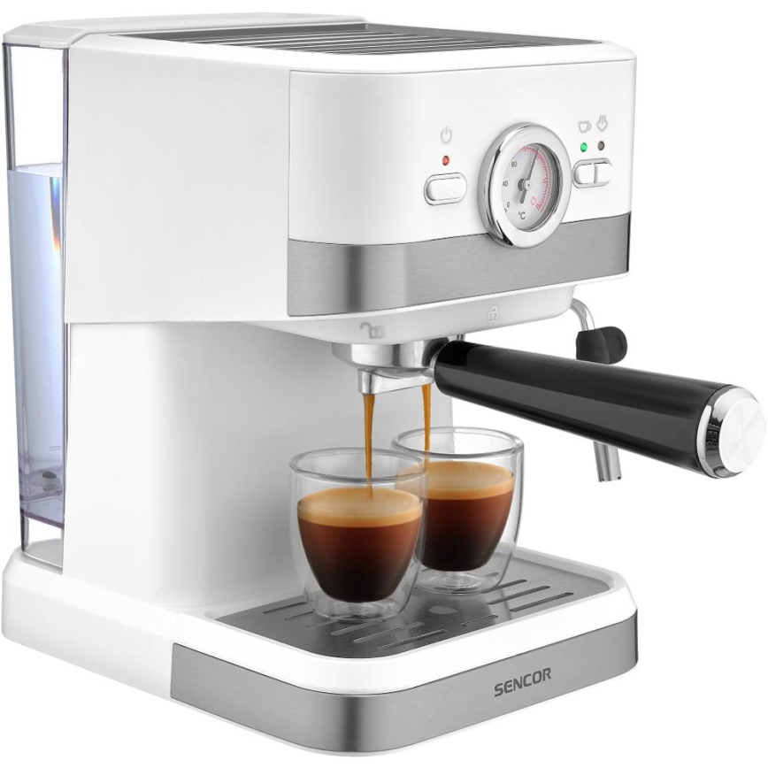 Sencor - Kahvinkeitin espressopannulla 1050W/230V valkoinen/matattu kromi