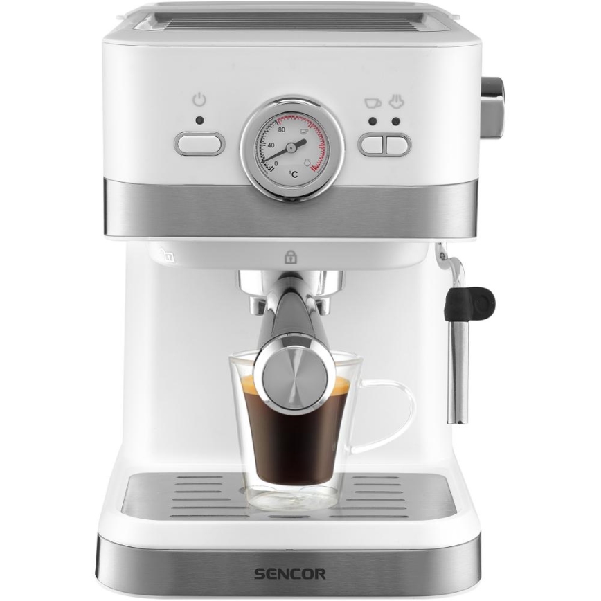 Sencor - Kahvinkeitin espressopannulla 1050W/230V valkoinen/matattu kromi
