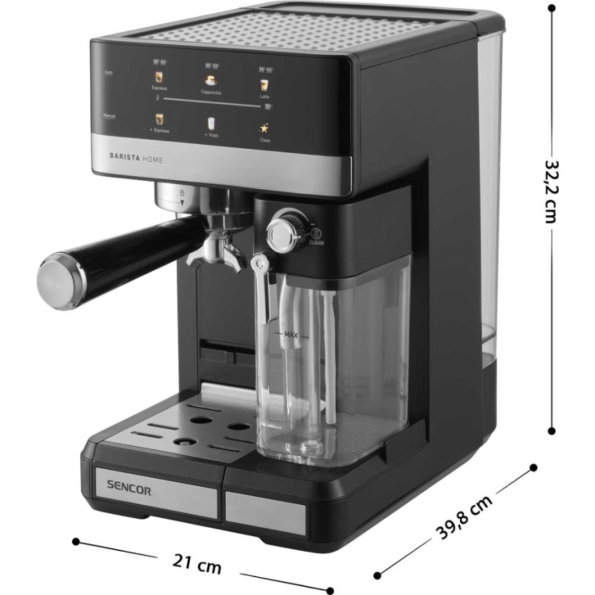 Sencor - Espressokeitin portafiltterilla 1350W/230V musta/mattakromi