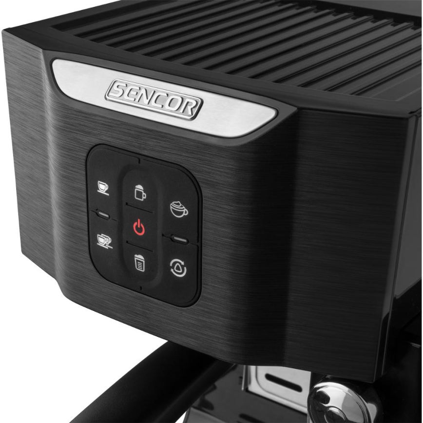 Sencor - Espressokeitin, portafiltterillä, 1450W/230V, musta/mattakromi