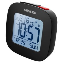 Sencor - Herätyskello LCD-näytöllä ja lämpömittarilla 2xAAA musta