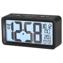 Sencor - Herätyskello LCD-näytöllä ja lämpömittarilla 2xAAA musta