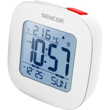 Sencor - Herätyskello LCD-näytöllä ja lämpömittarilla 2xAAA valkoinen