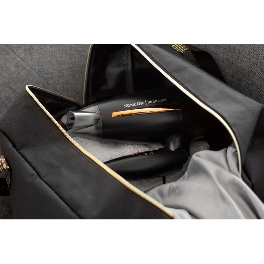 Sencor - Hiustenkuivaaja 2000W/230V musta/kulta