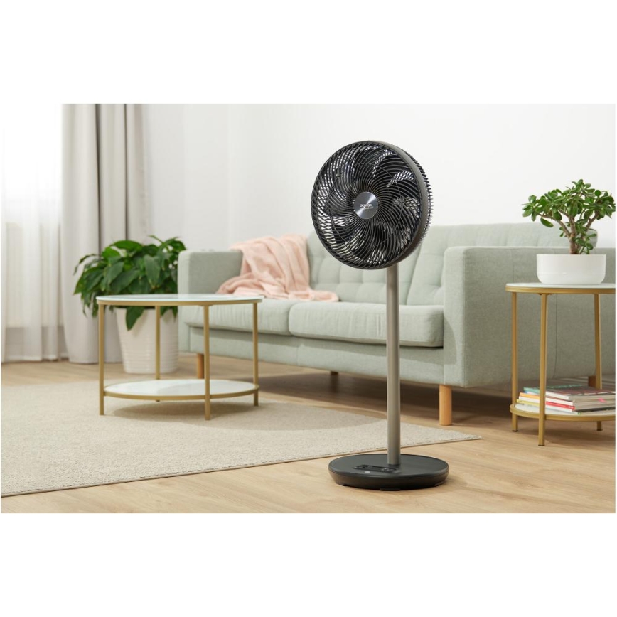 Sencor - Jalallinen tuuletin 3D UltraSilent 26W/230V Wi-Fi musta + kaukosäädin