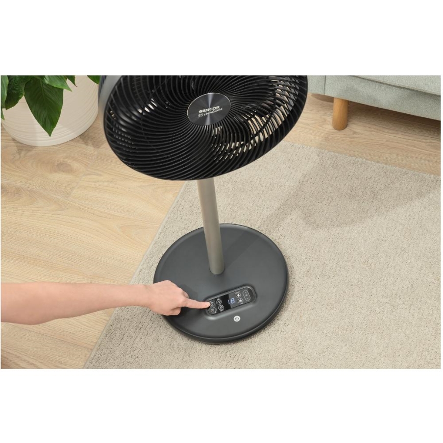 Sencor - Jalallinen tuuletin 3D UltraSilent 26W/230V Wi-Fi musta + kaukosäädin