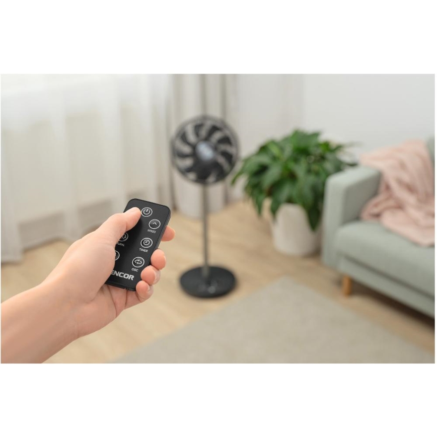 Sencor - Jalallinen tuuletin 3D UltraSilent 26W/230V Wi-Fi musta + kaukosäädin