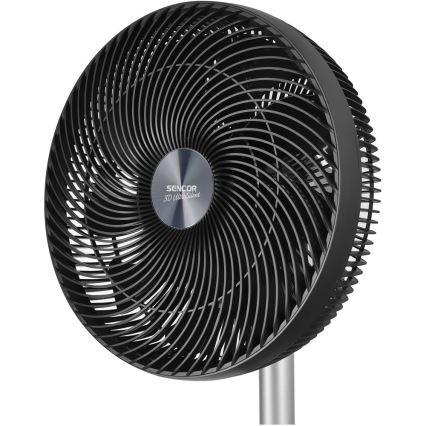 Sencor - Jalallinen tuuletin 3D UltraSilent 26W/230V Wi-Fi musta + kaukosäädin