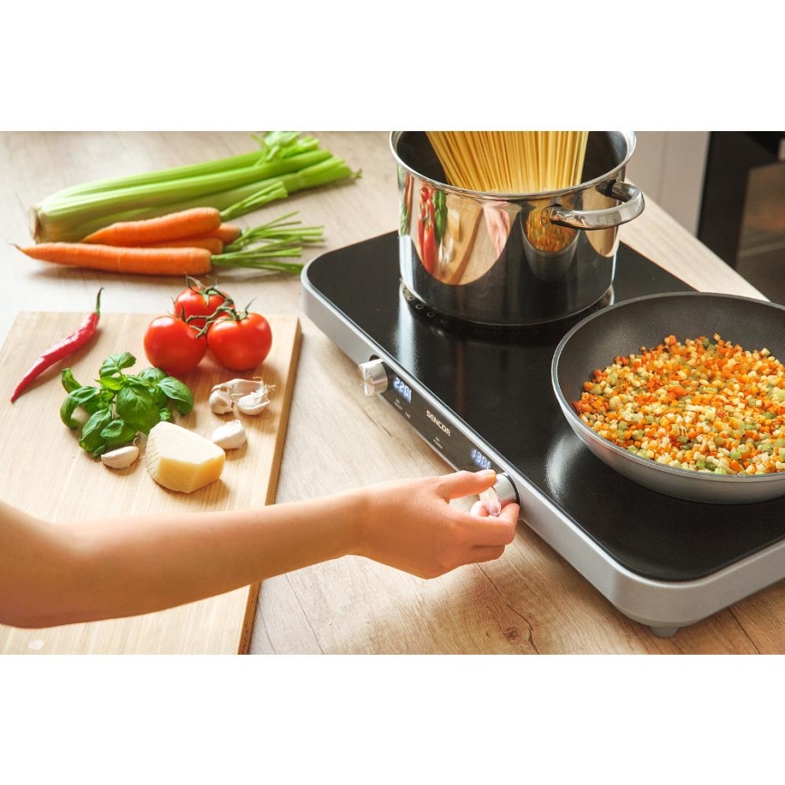 Sencor - Kaksilevyinen keraaminen liesi LCD-näytöllä 3500W/230V