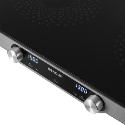 Sencor - Kaksilevyinen keraaminen liesi LCD-näytöllä 3500W/230V
