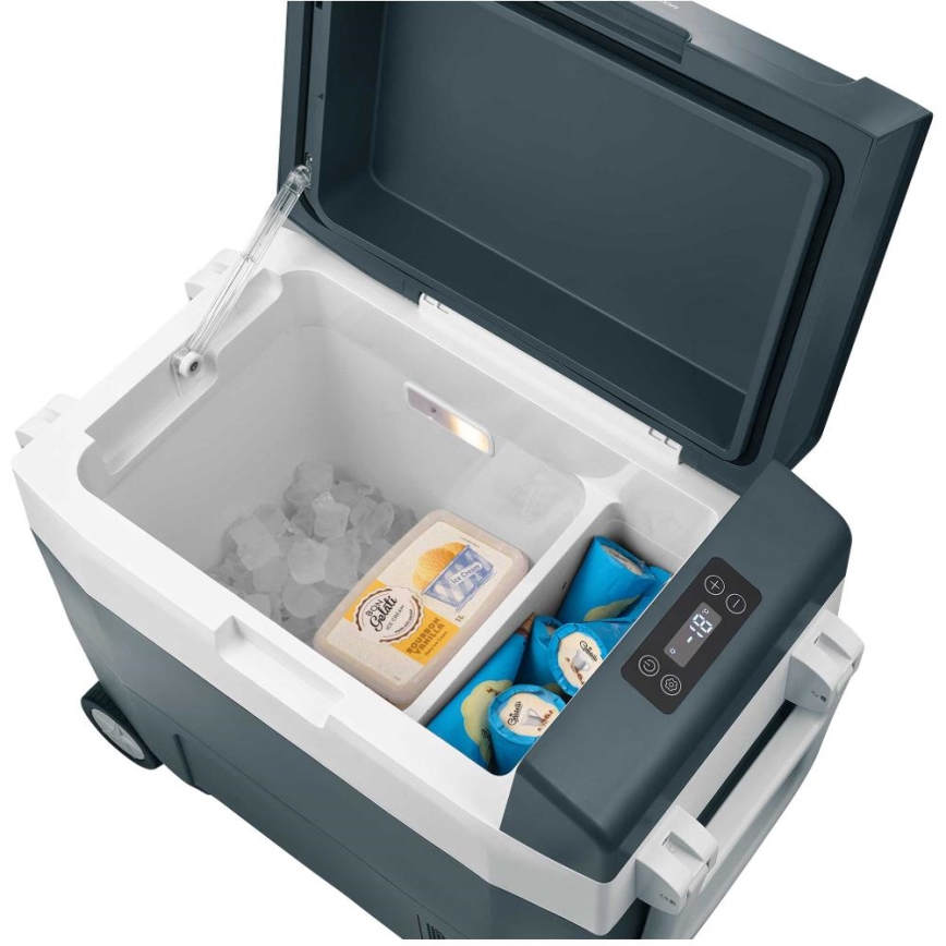 Sencor - Kannettava kompressorikäyttöinen autojääkaappi 55 l 70W/12V/230V sininen/valkoinen
