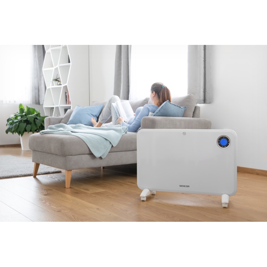 Sencor - Konvektorilämmitin LCD-näytöllä ja termostaatilla 750W/1500W/230V IP24