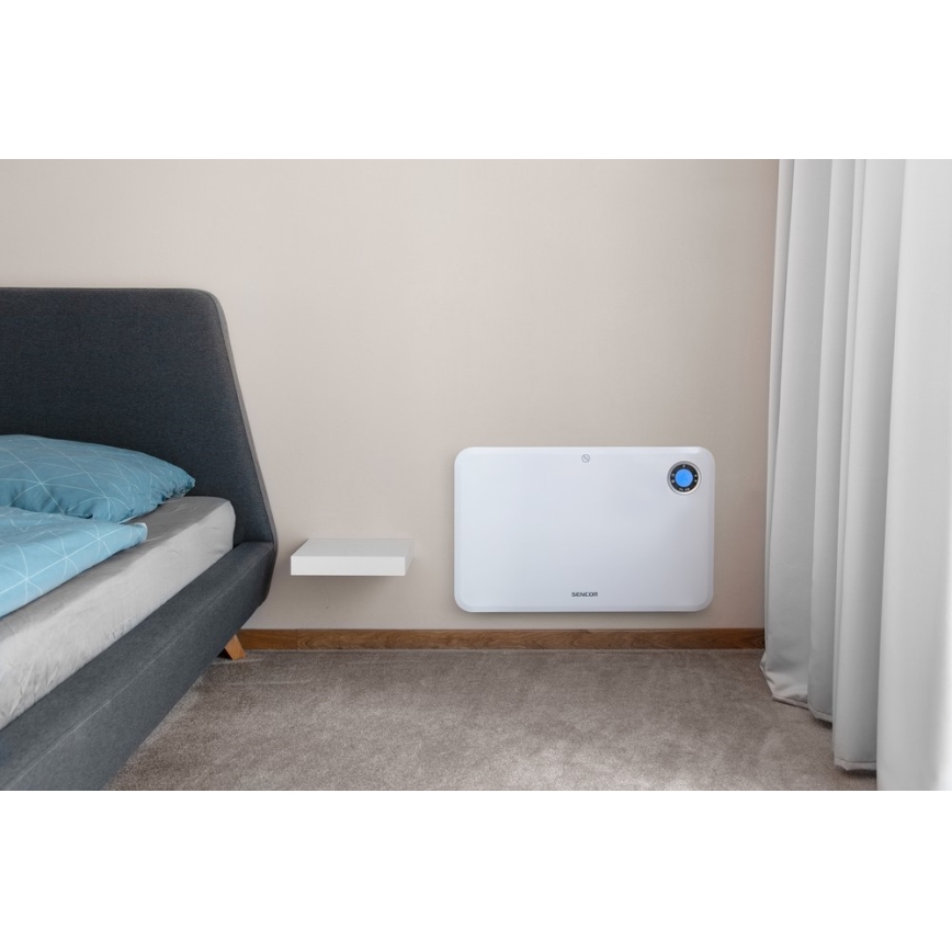 Sencor - Konvektorilämmitin LCD-näytöllä ja termostaatilla 750W/1500W/230V IP24
