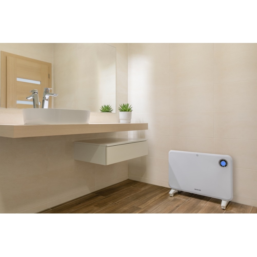 Sencor - Konvektorilämmitin LCD-näytöllä ja termostaatilla 750W/1500W/230V IP24