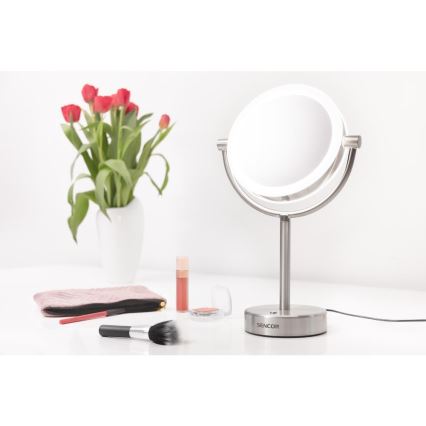 Sencor - Kosmetiikkapeili LED-taustavalolla LED/5W/230V ruostumaton teräs