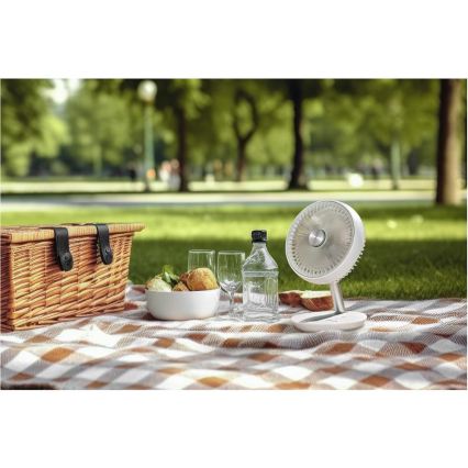 Sencor - Ladattava pöytätuuletin 5W/5V 4000 mAh valkoinen