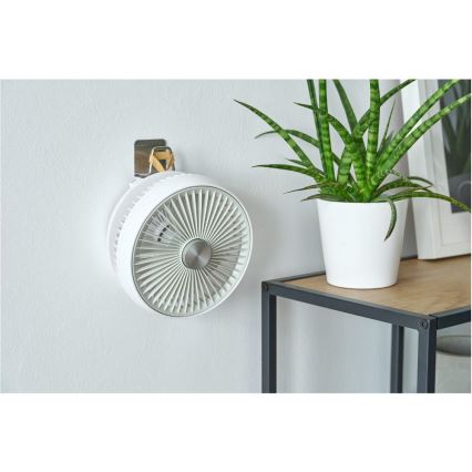 Sencor - Ladattava pöytätuuletin 5W/5V 4000 mAh valkoinen
