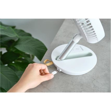 Sencor - Ladattava pöytätuuletin 5W/5V 4000 mAh valkoinen