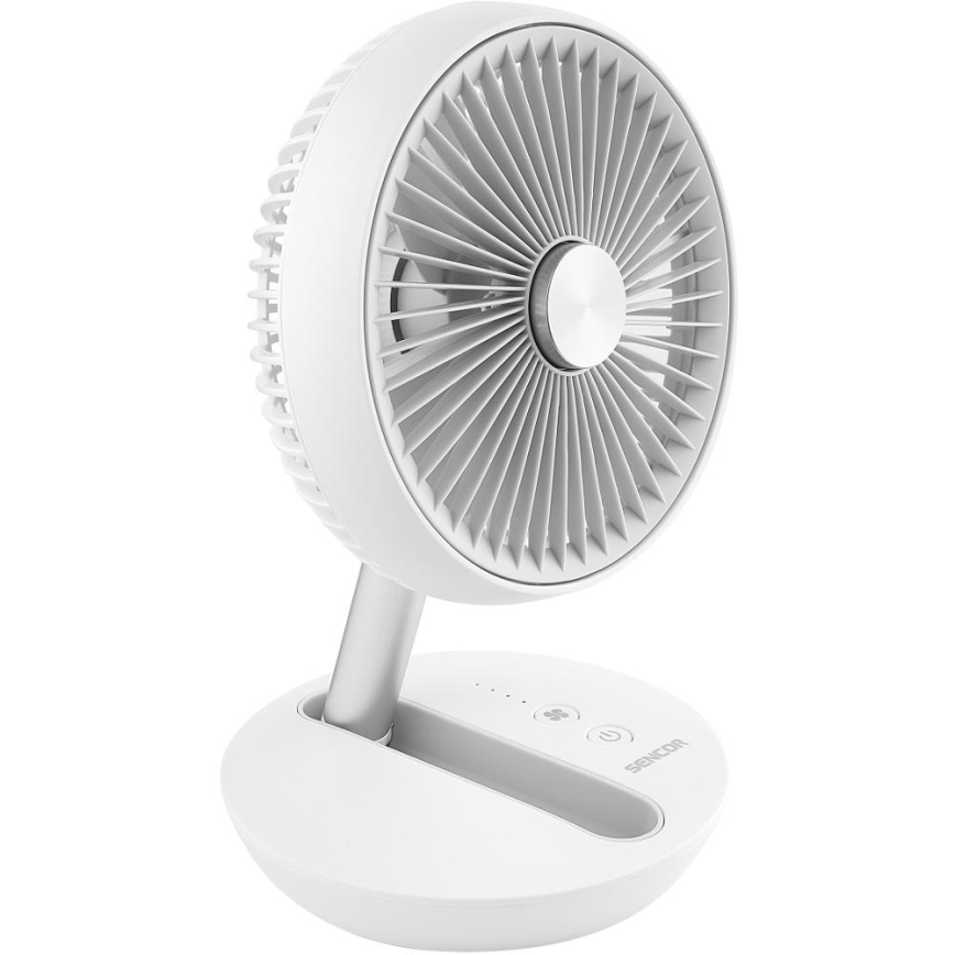Sencor - Ladattava pöytätuuletin 5W/5V 4000 mAh valkoinen
