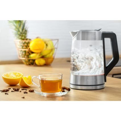 Sencor - lämpötilansäädöllä varustettu vedenkeitin 1,7 l 2200W/230V mattakromi/musta