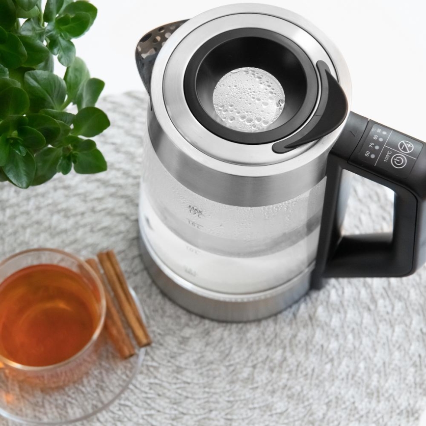 Sencor - lämpötilansäädöllä varustettu vedenkeitin 1,7 l 2200W/230V mattakromi/musta