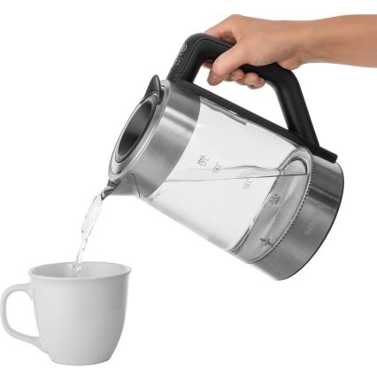 Sencor - lämpötilansäädöllä varustettu vedenkeitin 1,7 l 2200W/230V mattakromi/musta