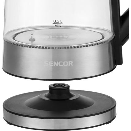 Sencor - lämpötilansäädöllä varustettu vedenkeitin 1,7 l 2200W/230V mattakromi/musta