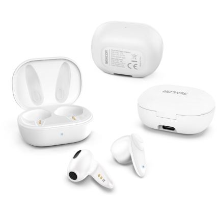 Sencor - Langattomat kuulokkeet 230 mAh + 2x 25 mAh IPX4 valkoinen