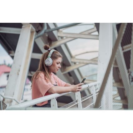 Sencor - Langattomat kuulokkeet mikrofonilla 3,7V/400 mAh vihreä/valkoinen