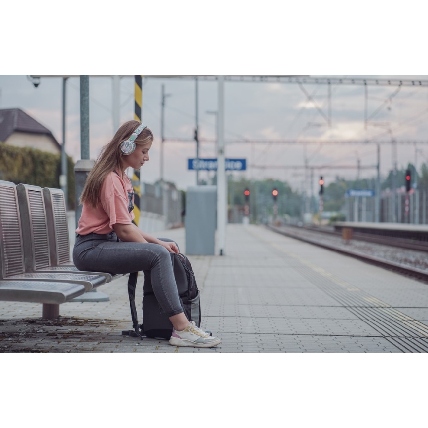 Sencor - Langattomat kuulokkeet mikrofonilla 3,7V/400 mAh vihreä/valkoinen