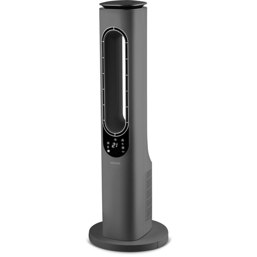 Sencor - Pylväsmainen siivetön tuuletin keraamisella lämmityselementillä 1200/2000W/230V antrasiitinharmaa + kaukosäädin
