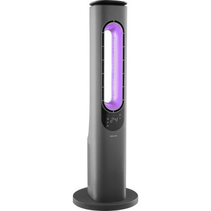 Sencor - Pylväsmainen siivetön tuuletin keraamisella lämmityselementillä 1200/2000W/230V antrasiitinharmaa + kaukosäädin