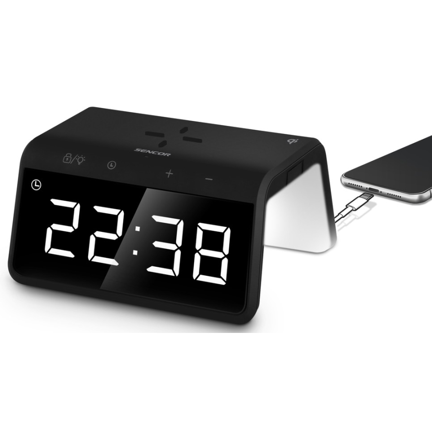 Sencor - LED RGB Herätyskello langattomalla latauksella 10W/1xCR2032