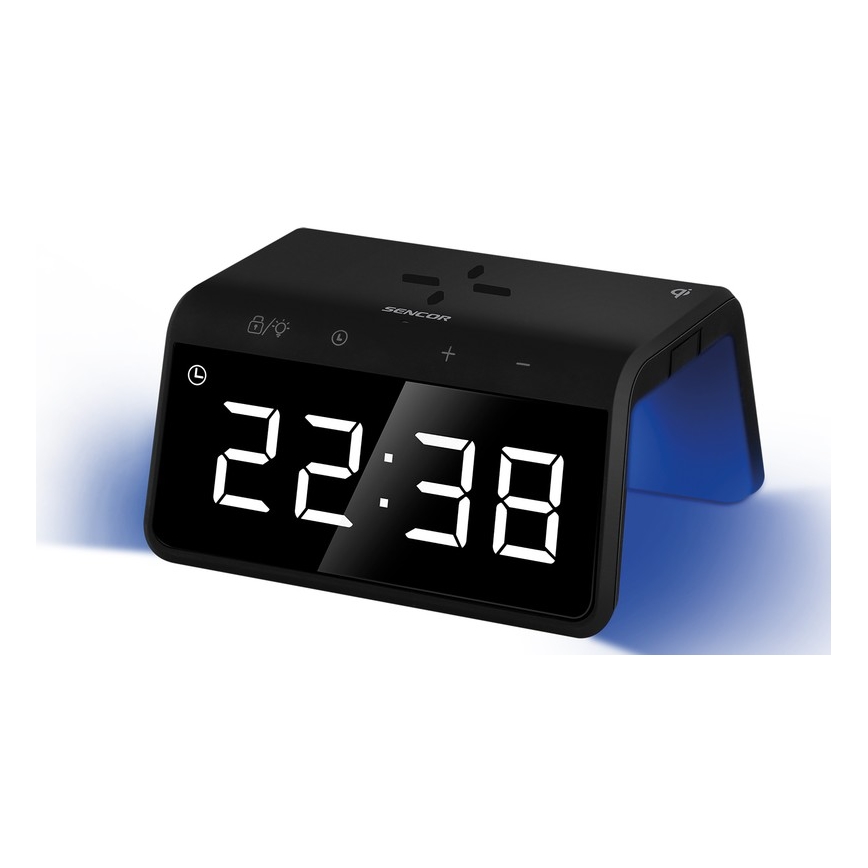 Sencor - LED RGB Herätyskello langattomalla latauksella 10W/1xCR2032