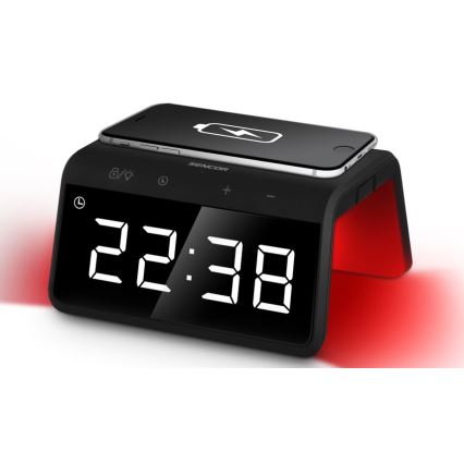 Sencor - LED RGB Herätyskello langattomalla latauksella 10W/1xCR2032