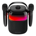 Sencor - LED RGB-kaiutin langattomilla mikrofoneilla 35W 8000 mAh + 2x 1800 mAh IPX5 musta