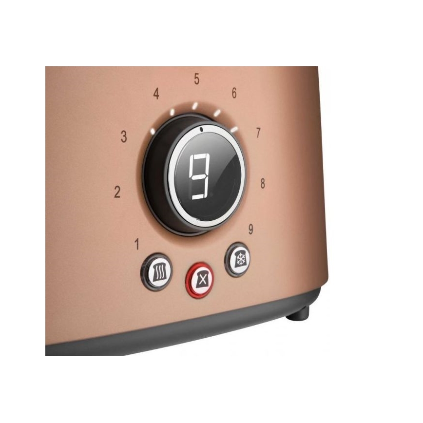 Sencor - Leivänpaahdin kahdella aukolla ja lämpöritilällä 1000W/230V, kuparinvärinen