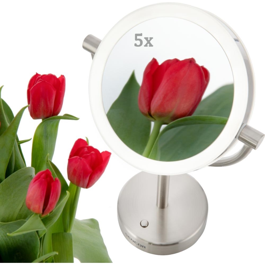 Sencor - Meikkipeili LED-taustavalolla LED/5W/230V ruostumaton