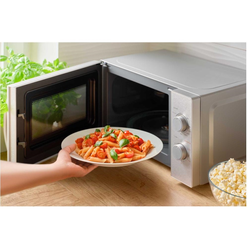 Sencor - Mikroaaltouuni grillitoiminnolla 700W/1000W/230V 20 l mattakromi